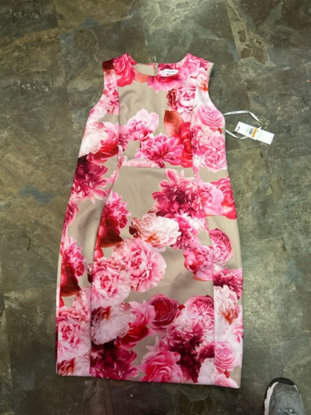 Calvin Klein Scuba Dress - Pink & Beige 14 Large 40 bust DB2 Brand New
